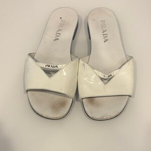 Prada Women's Cream Slide Sandals